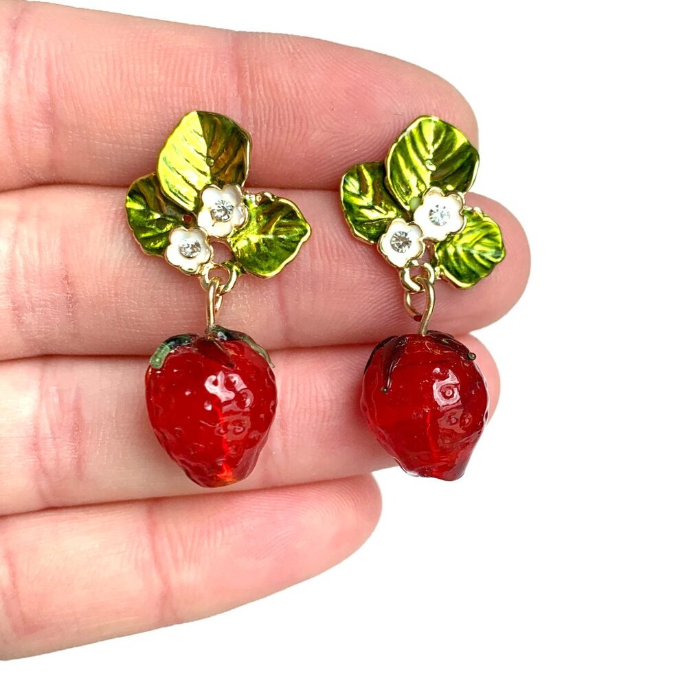 NEW ~ Anthropologie Strawberry Dangle Earrings - Picture 5 of 7